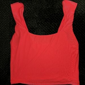 NWT Aerie Neon Orange/Pink Square Neck Cropped Tank